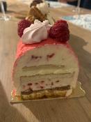* Dessert de fêtes *  Bûche Mousse avec insert Framboise & Vanille Base croustillante -  de 6 à 14 personnes 
