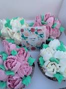* Bonne fête Maman * Box de 4 Cupcakes Bouquet de fleurs 