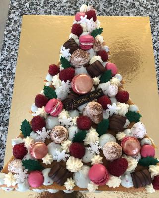 * Dessert de fêtes * Entremet sapin façon Number Cake 12 parts Framboise & Chocolat blanc 