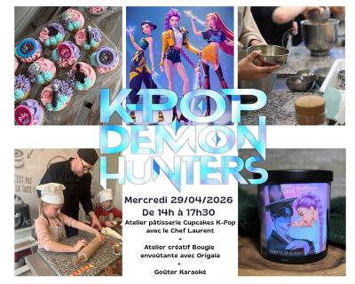 *5 DISPOS* Stage 1/2 Journée Enfant 6-14 ans thème K-Pop / Cupcakes + Bougie envoûtante + Goûter Karaoké / Mercredi 29 avril 2026 / 14H -17h30