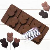 Moule  sucettes en chocolat coeur 